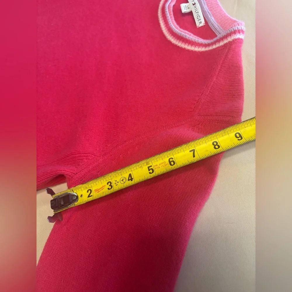 Tommy Hilfiger Womens Sweater Lambswool Angora Blend Sz L Pink Preppy Collegial - Picture 9 of 16